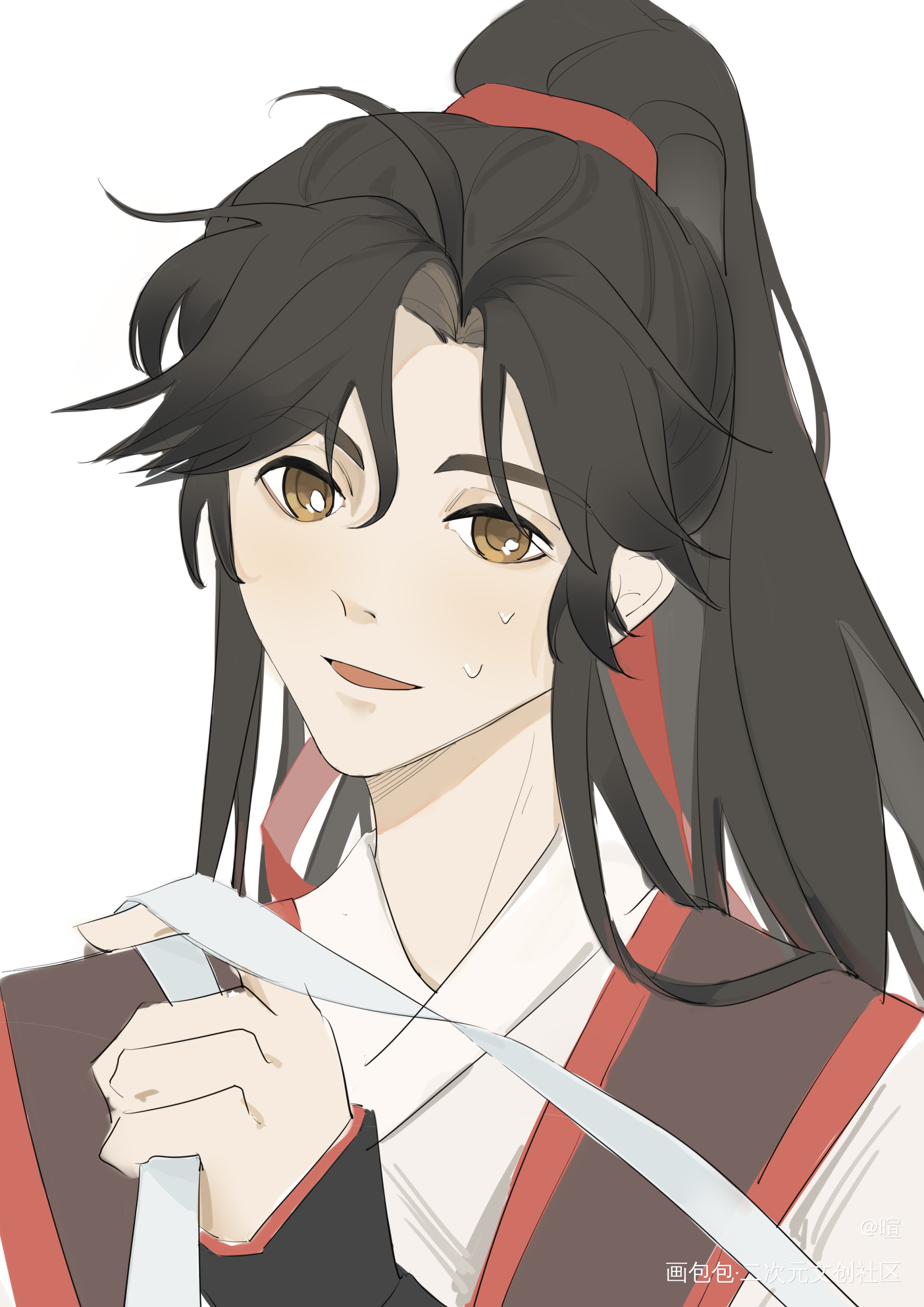 把小叽的抹额扯下来了……_魔道祖师忘羡蓝忘机魏无羡平涂绘画作品