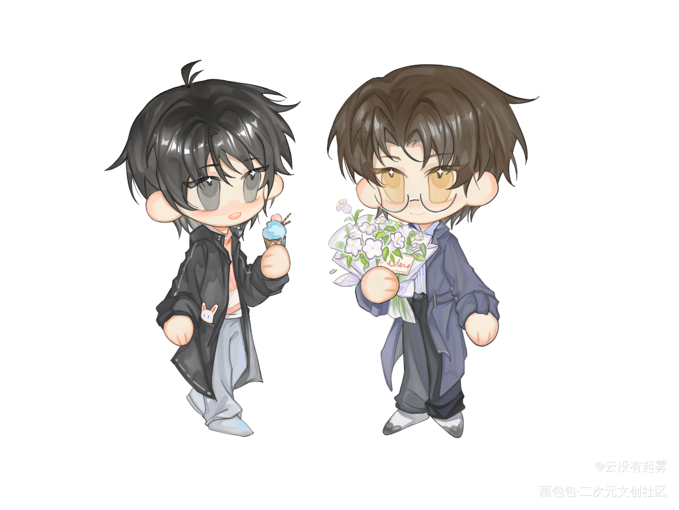 小情侣游乐园约会(o^^o)♪_吞海葱花鱼私人稿件绘画作品