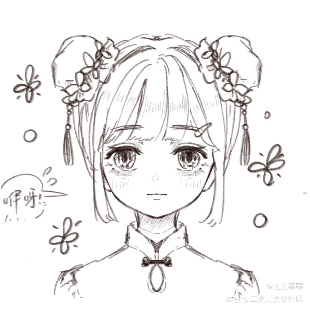草头_板绘涂黑白简笔摸鱼页绘画作品
