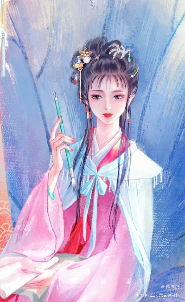 留得残荷听雨声_红楼梦宝黛林黛玉国风古风绘画作品