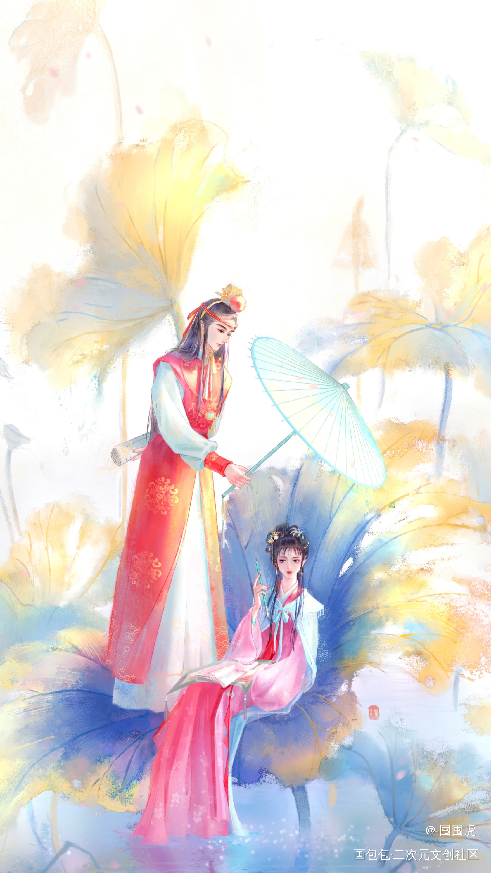 留得残荷听雨声_红楼梦宝黛林黛玉国风古风绘画作品