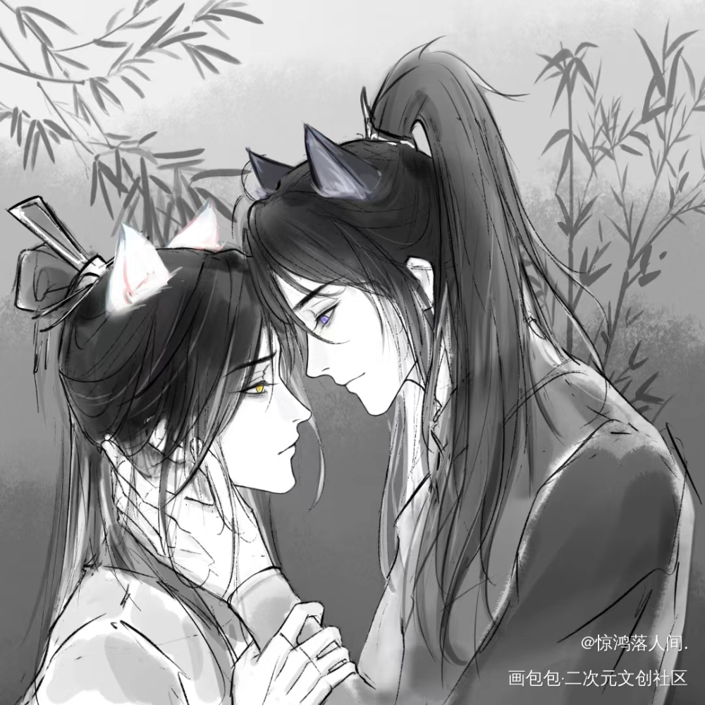 _二哈和他的白猫师尊楚晚宁·二哈和他的白猫师尊墨燃古风绘画作品