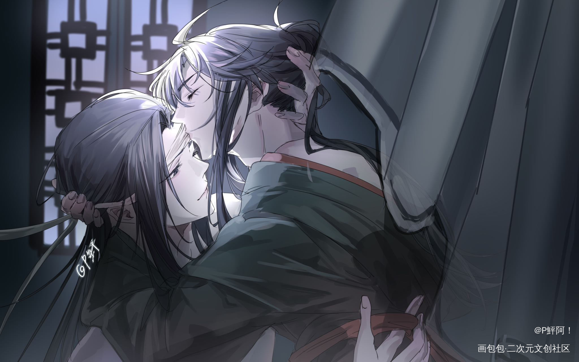 静室不得喧哗_魔道祖师忘羡蓝忘机·魔道祖师魏无羡·魔道祖师绘画作品