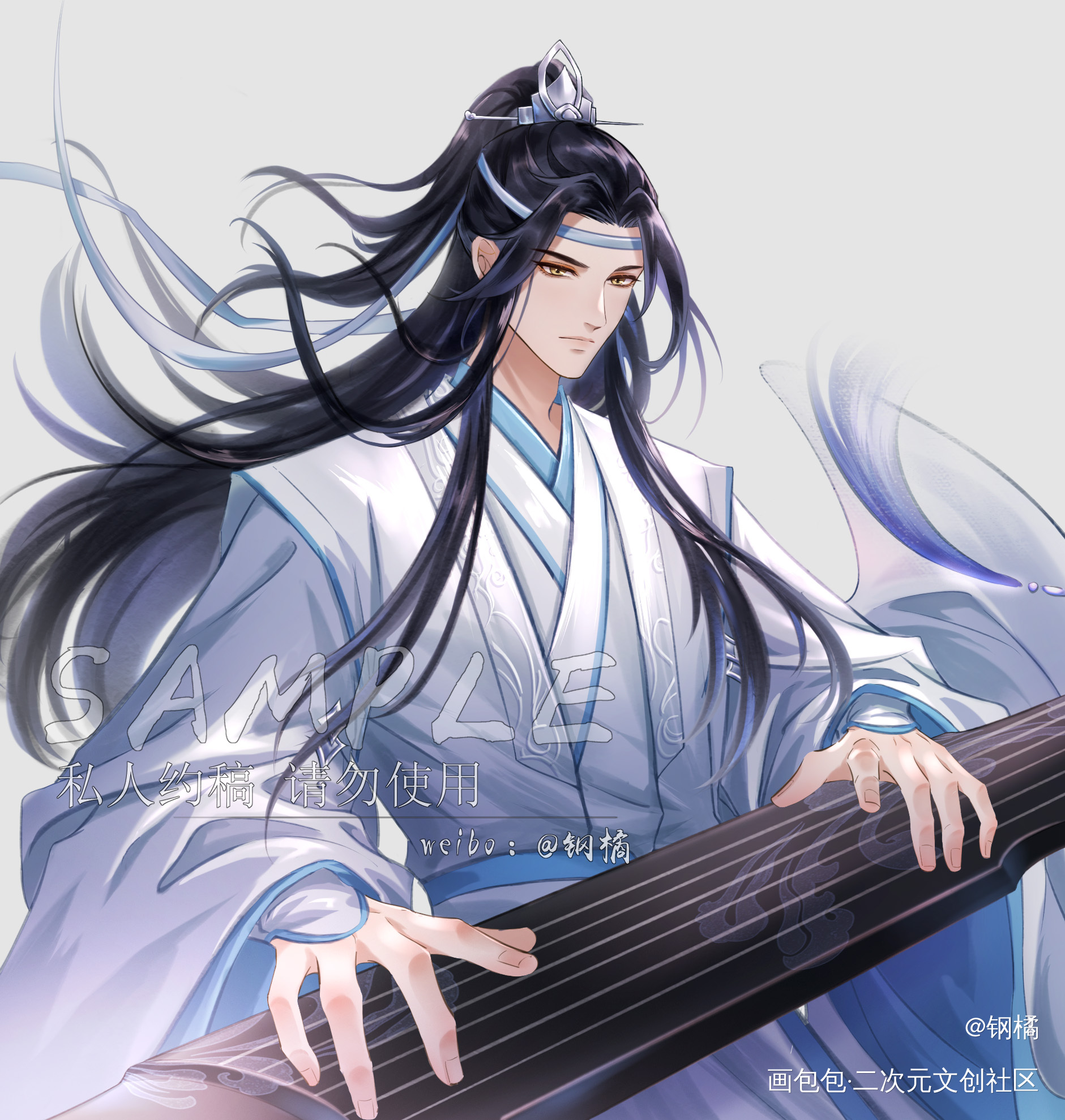 蓝忘机_魔道祖师蓝忘机0123生日快乐绘画作品