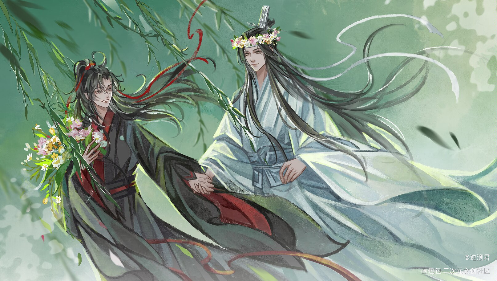 蓝二哥哥，大家都在等你~_魔道祖师蓝忘机·魔道祖师魏无羡·魔道祖师绘画作品