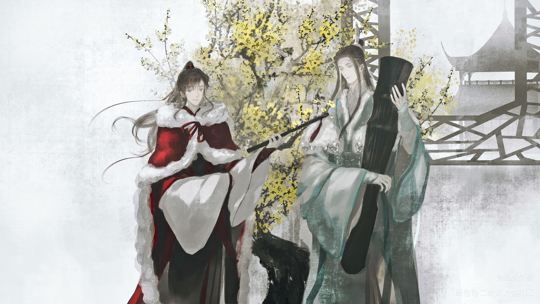 江南无所有_魔道祖师忘羡蓝忘机·魔道祖师魏无羡·魔道祖师蓝忘机0123生日快乐绘画作品