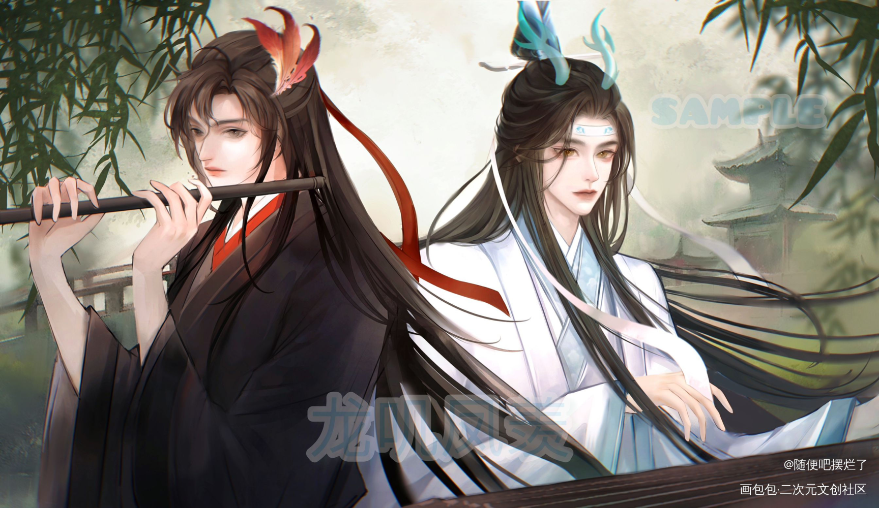 龙凤忘羡_魔道祖师忘羡蓝忘机·魔道祖师魏无羡·魔道祖师设定小宴·蓝忘机0123生贺n小时绘画作品