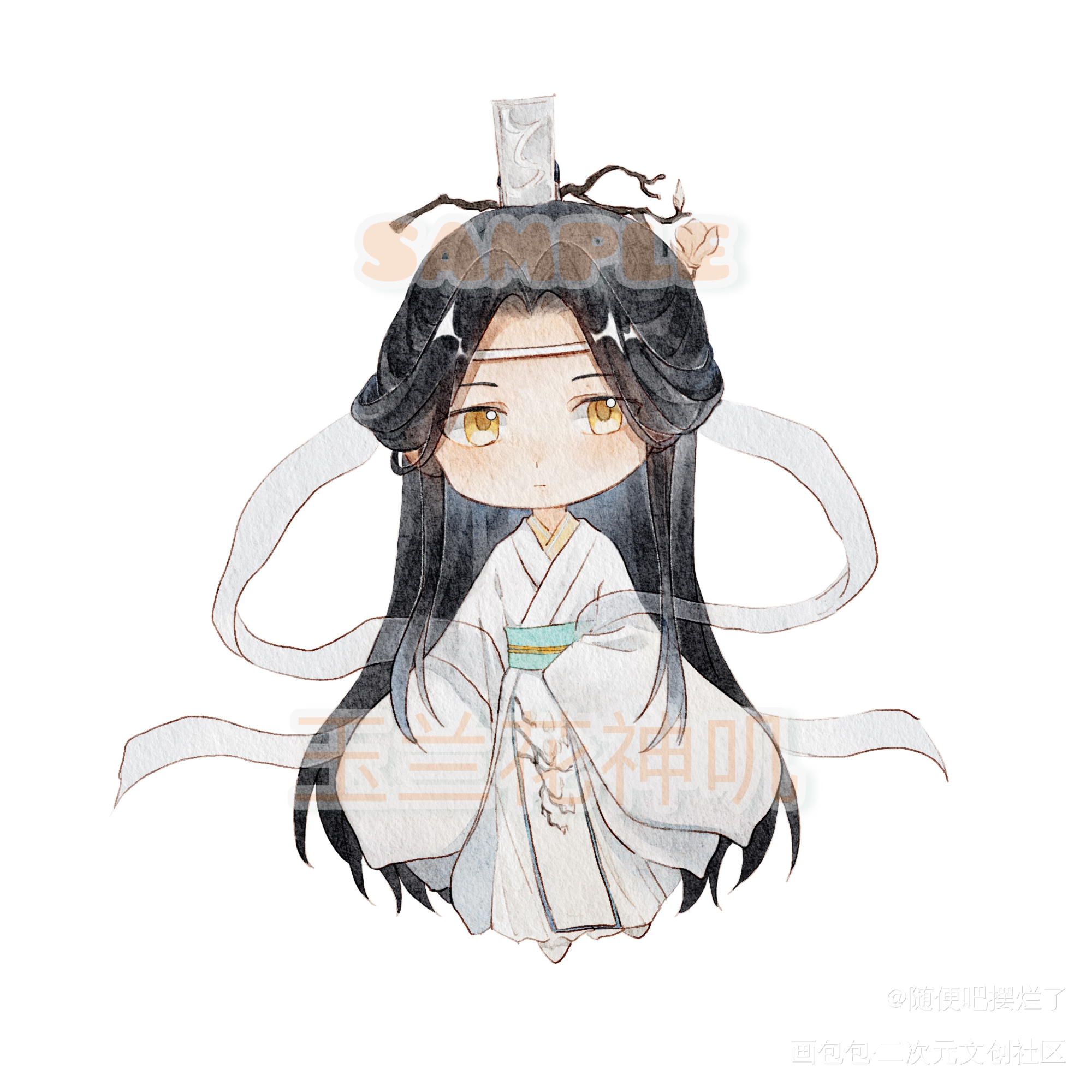 玉兰小叽_魔道祖师忘羡蓝忘机·魔道祖师设定小宴·蓝忘机0123生贺n小时蓝忘机0123生日快乐绘画作品