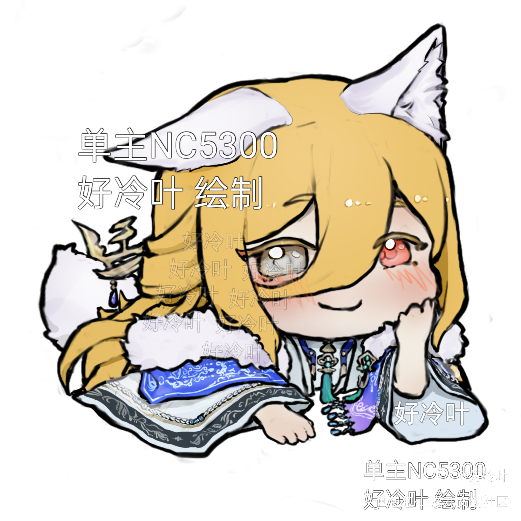 趴床的小狐狸(*๓´╰╯`๓)_绘画作品