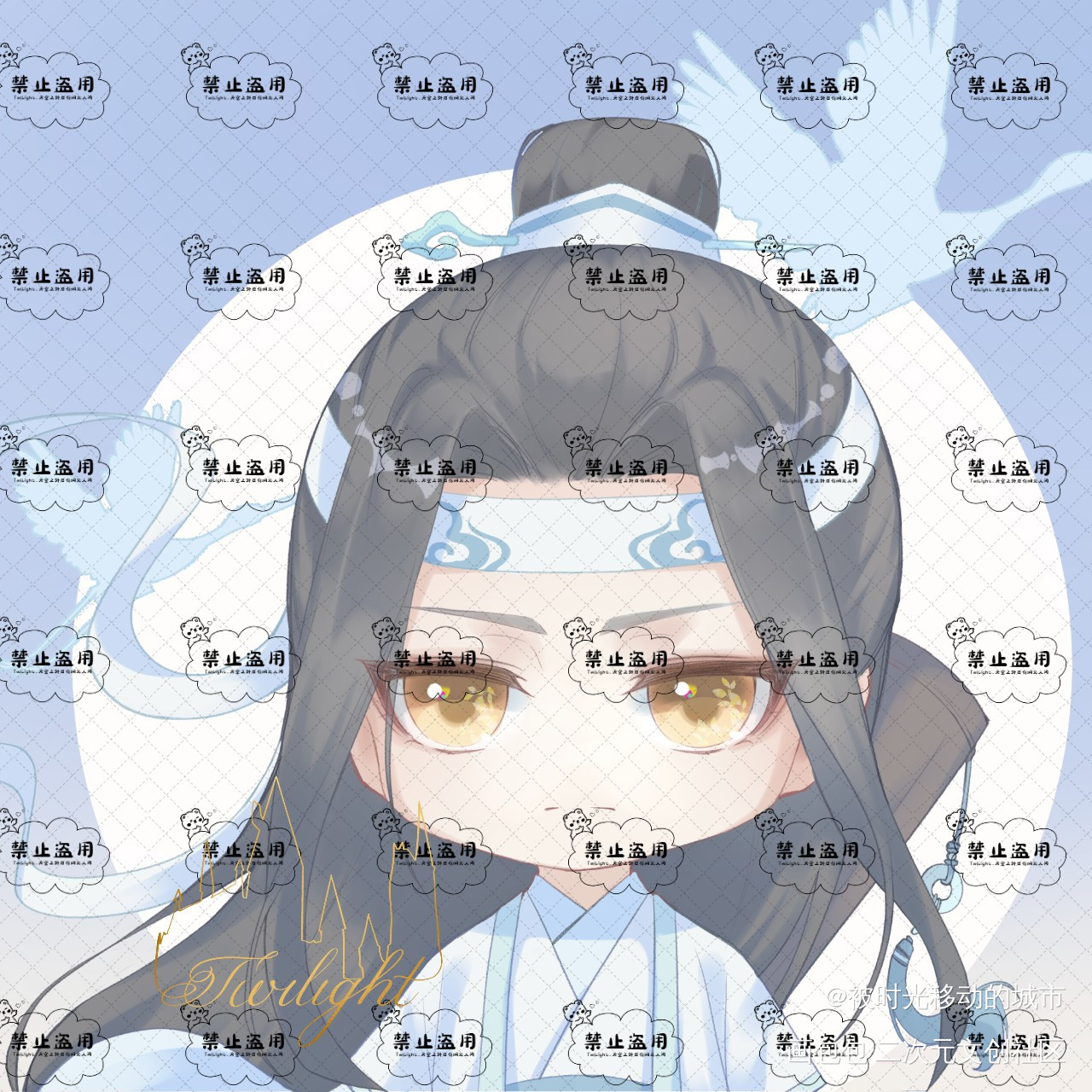 忘羡一曲远，山水总相逢_魔道祖师忘羡蓝忘机·魔道祖师魏无羡·魔道祖师Q版绘画作品