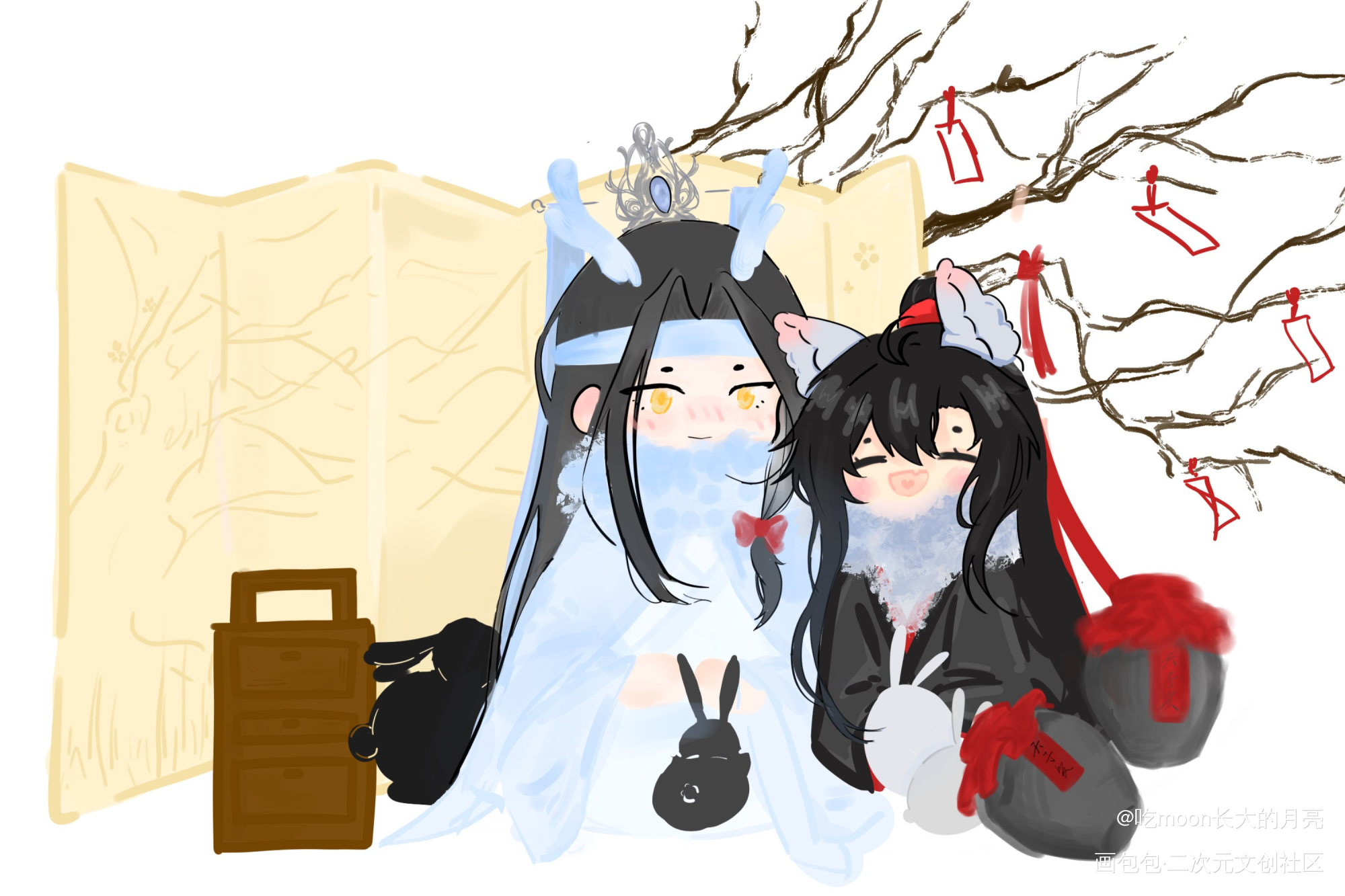 小年快乐~_人渣反派自救系统天官赐福魔道祖师蓝忘机·魔道祖师魏无羡·魔道祖师绘画作品