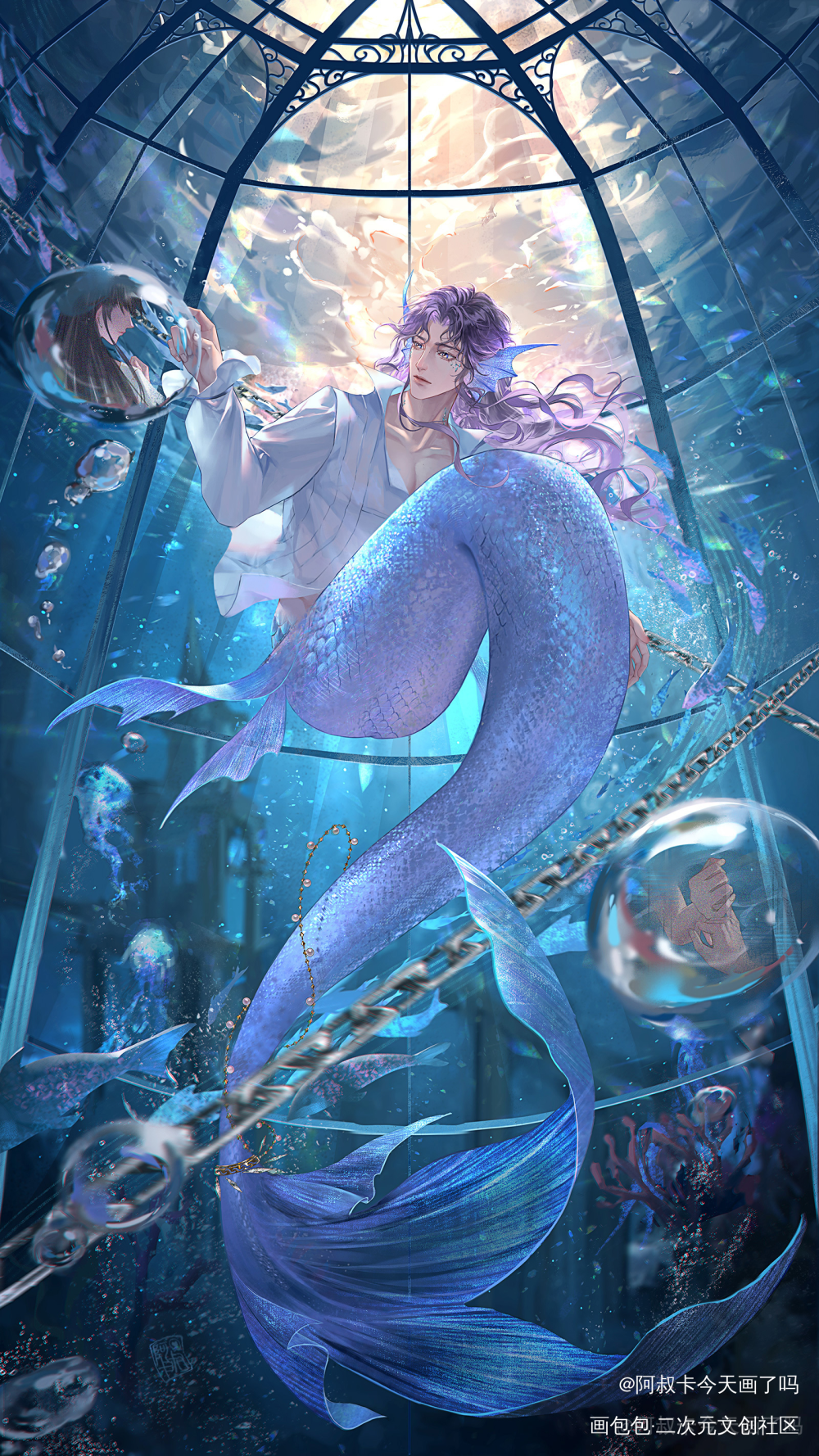 深海牢笼 色彩打卡day36_恋与深空奖学金计划祁煜绘画作品