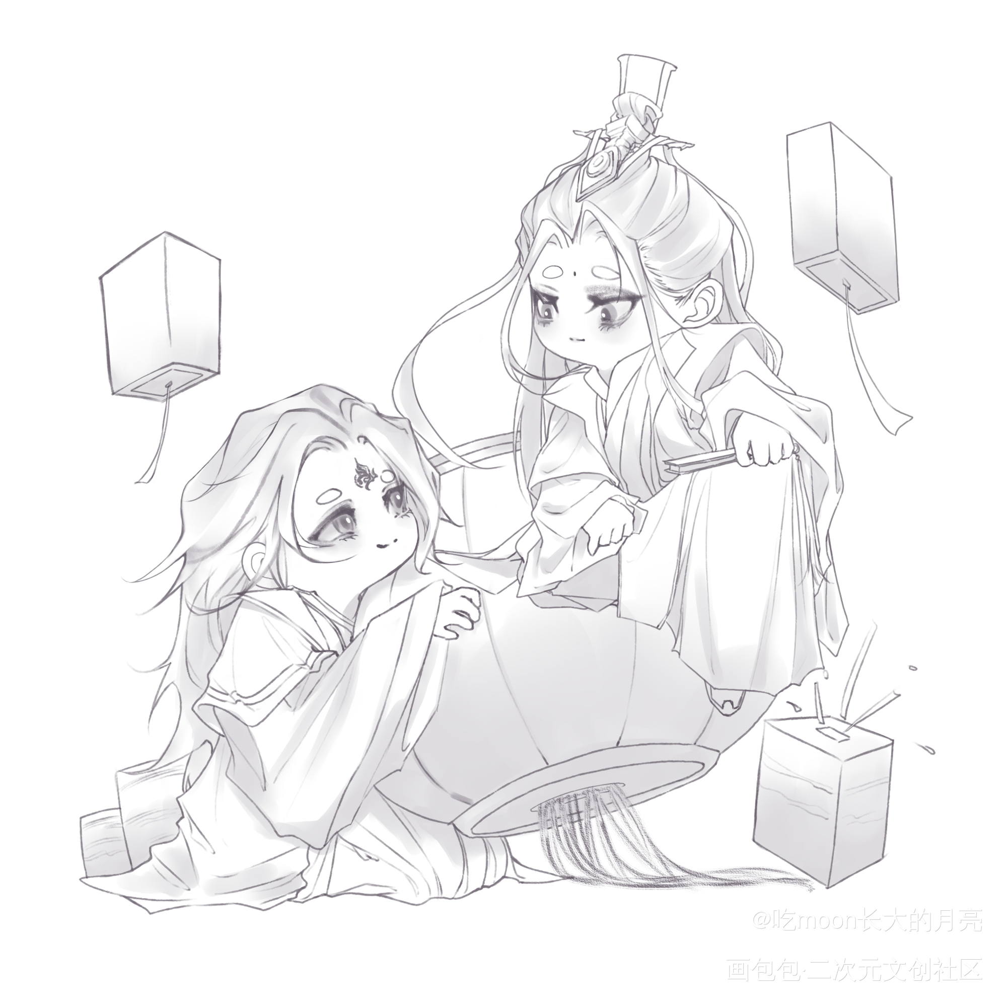 新年老大_人渣反派自救系统天官赐福魔道祖师洛冰河·人渣反派自救系统沈清秋·人渣反派自救系统绘画作品