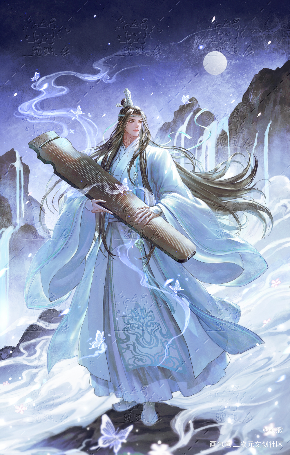 【夜】几回魂梦与君同_魔道祖师忘羡蓝忘机·魔道祖师蓝忘机0123生日快乐绘画作品