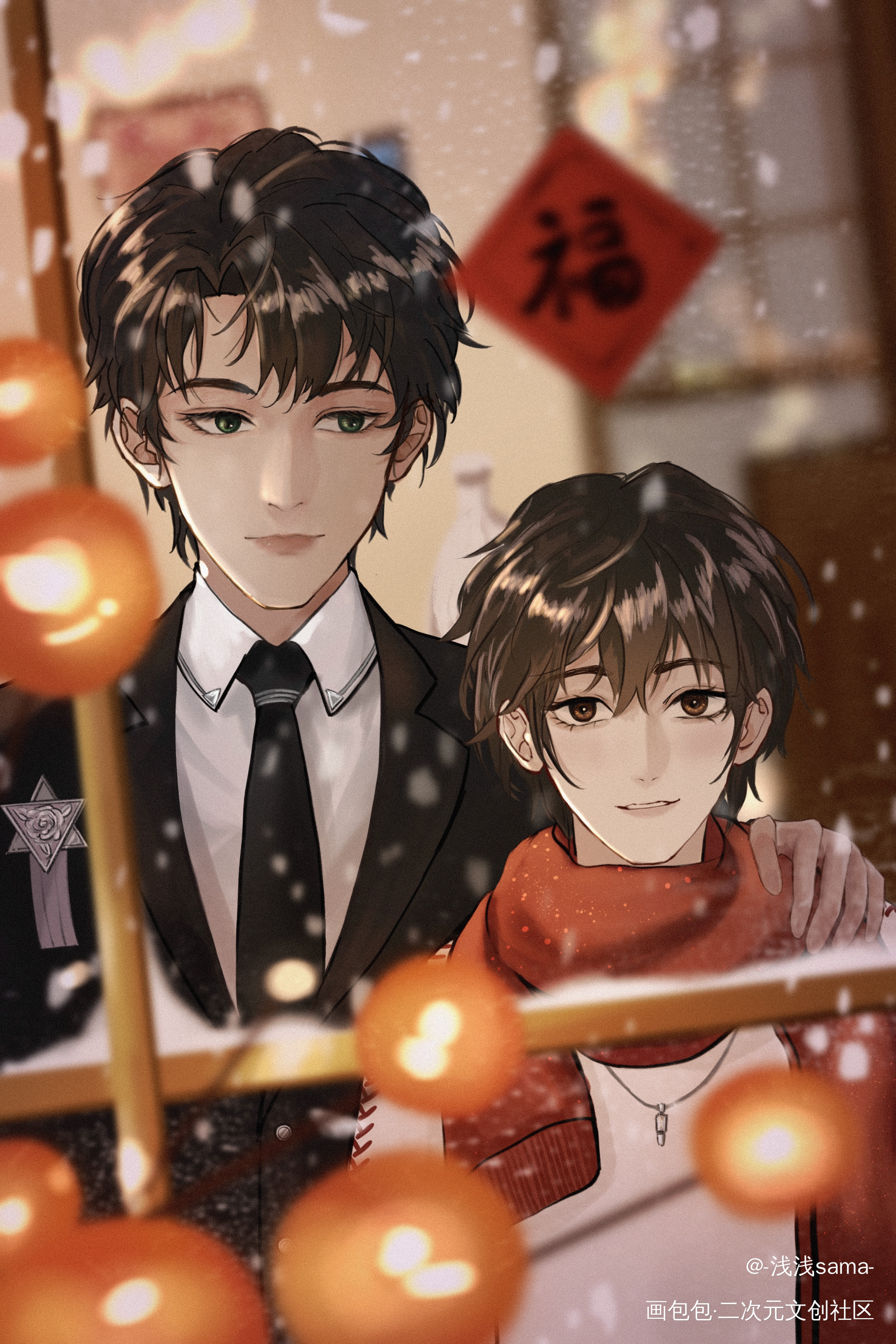 新年快乐！_小蘑菇陆沨安折一十四洲绘画作品
