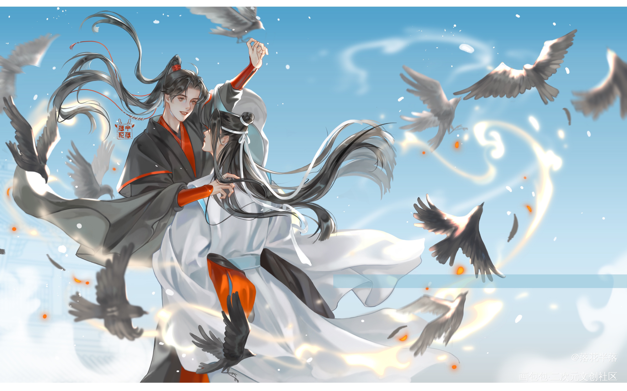 忘羡-新年快乐_魔道祖师蓝忘机·魔道祖师魏无羡·魔道祖师绘画作品