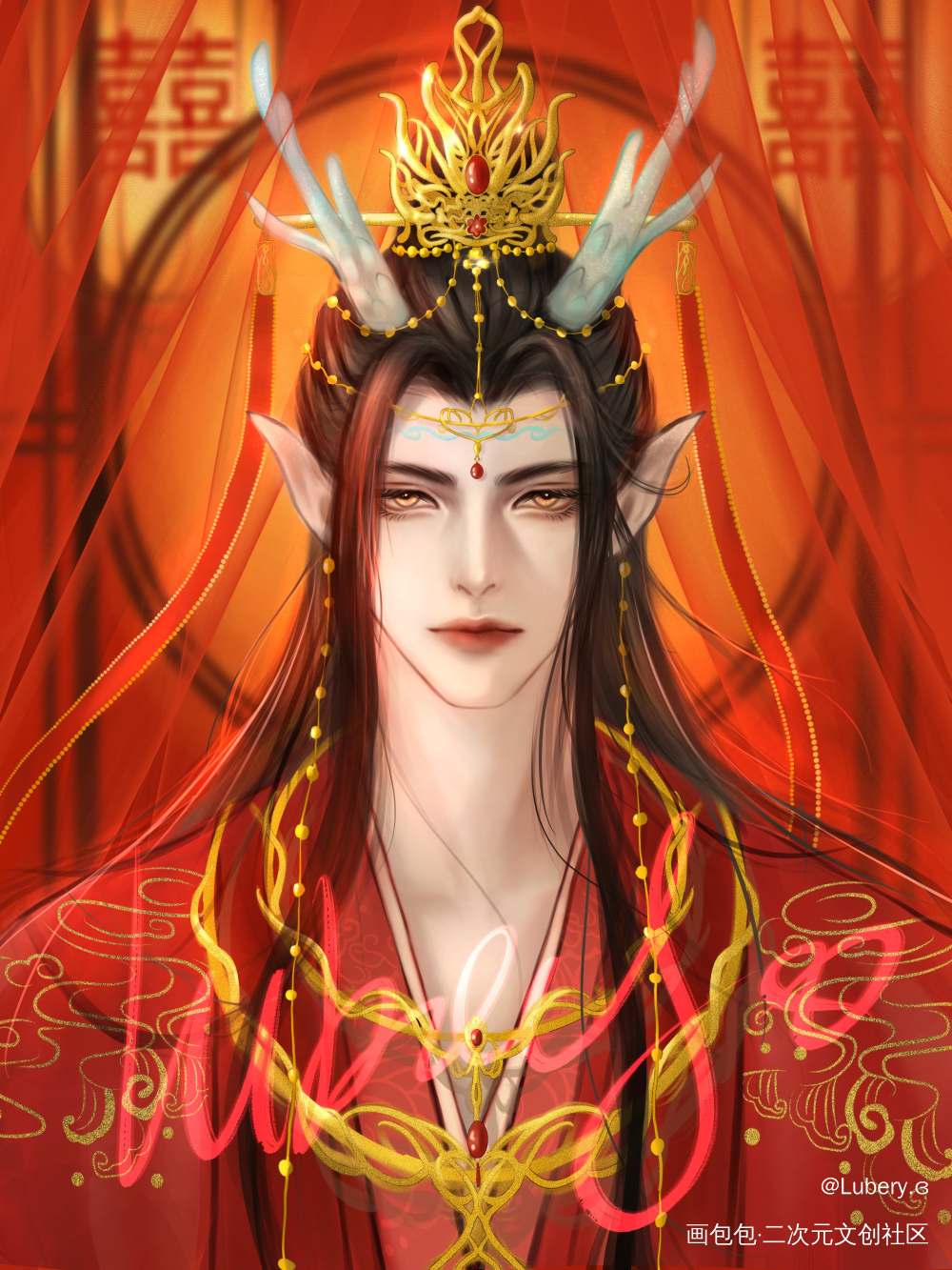 情人节快乐呀，忘机。_魔道祖师蓝忘机·魔道祖师绘画作品