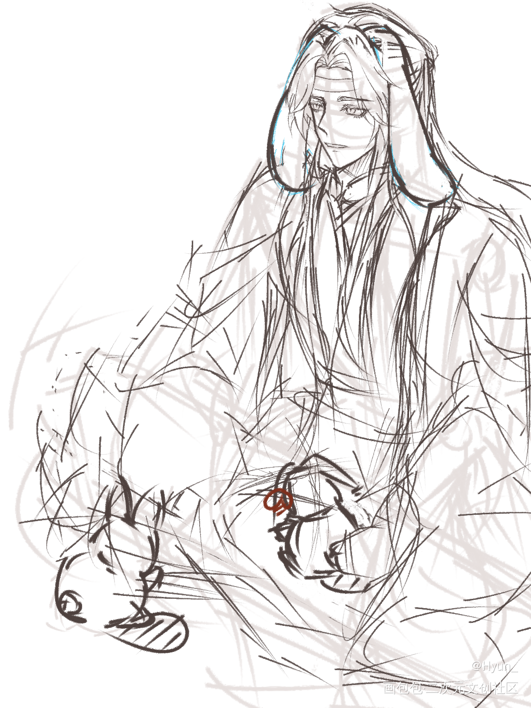 玉桂狗叽，但潦草😑_魔道祖师蓝忘机·魔道祖师摸鱼页绘画作品