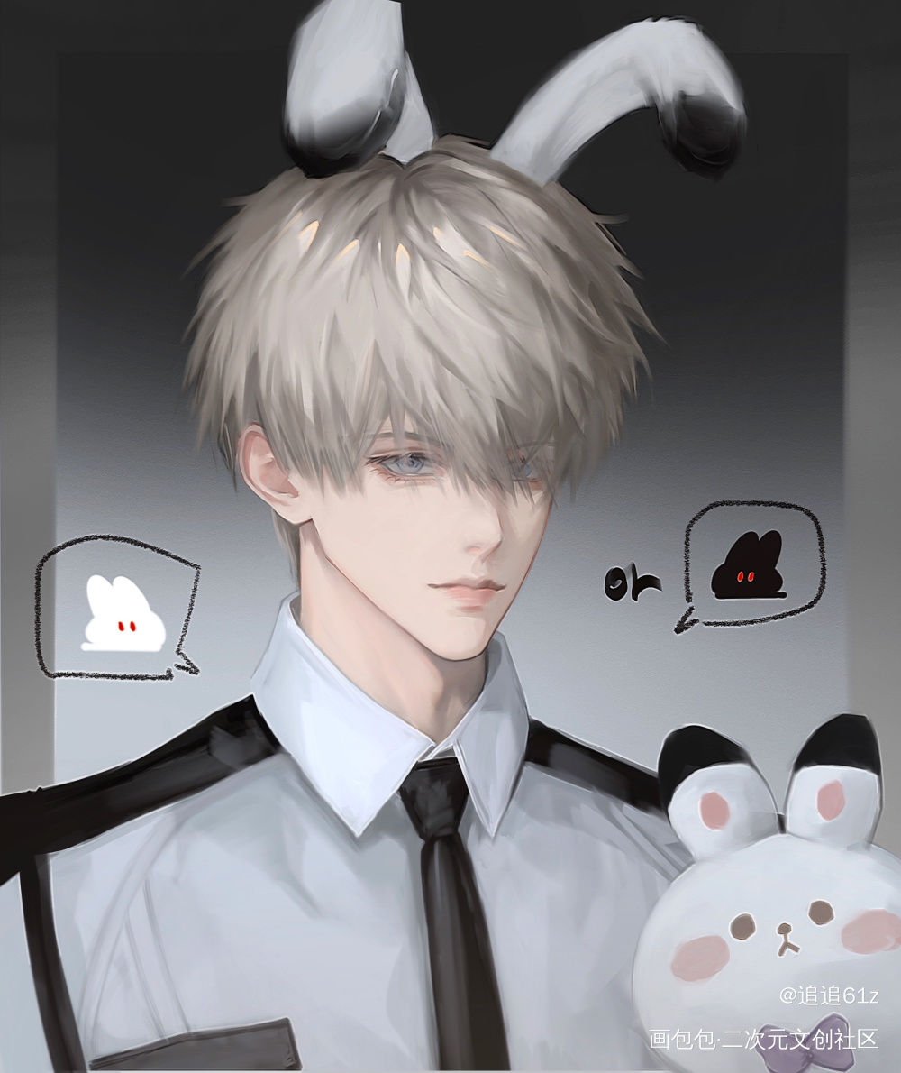 🖤黑兔还是白兔🤍_恋与深空我要上首推沈星回绘画绘画作品