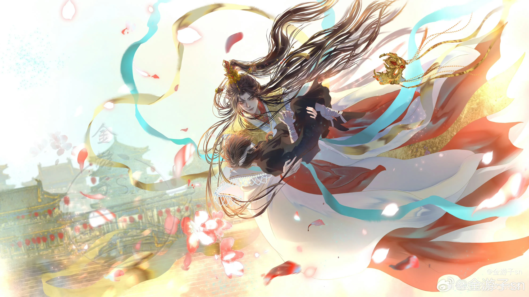 【悦神】《莫不留风》曲绘图_天官赐福花怜花城·天官赐福谢怜·天官赐福绘画作品