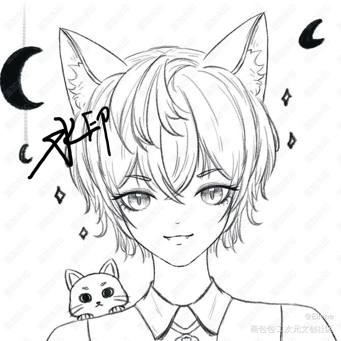 黑猫小男孩～_给角色的2024新春祝福铅笔绘画作品