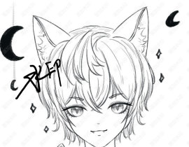 黑猫小男孩～_绘画作品