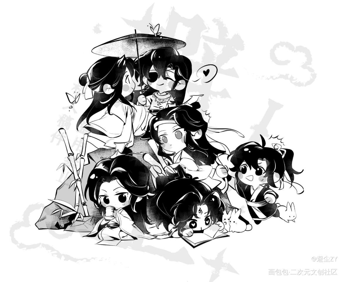 墨家三宝_人渣反派自救系统天官赐福魔道祖师黑白墨香铜臭绘画作品