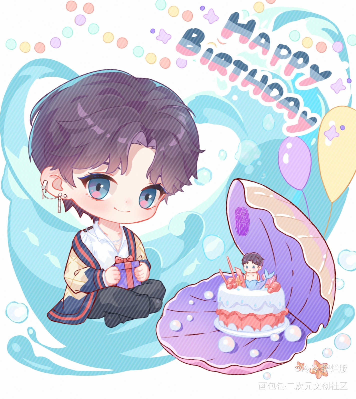 小鱼生日快乐_恋与深空恋与深空祁煜绘画作品