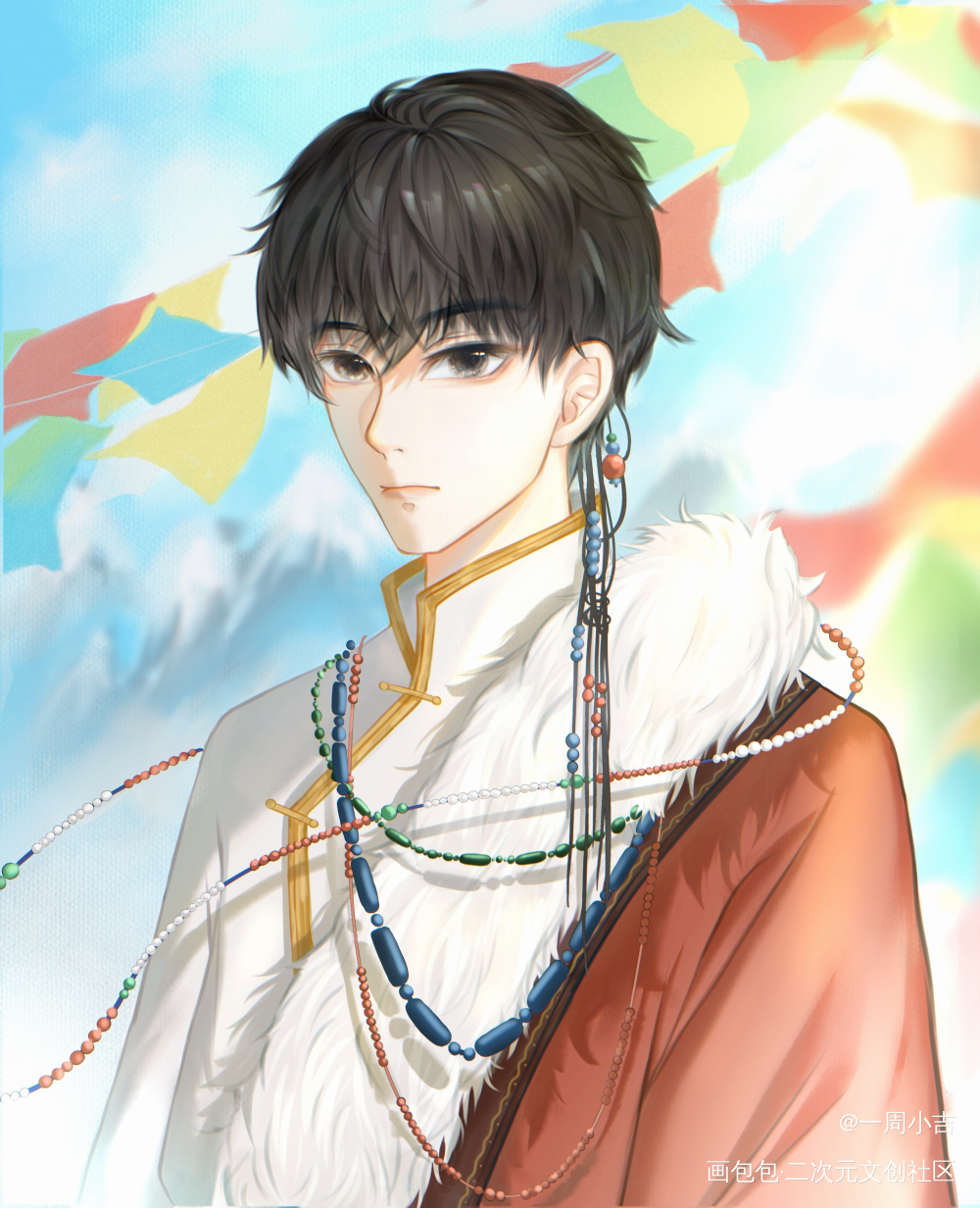 风吹经幡_盗墓笔记张起灵·盗墓笔记平涂绘画作品