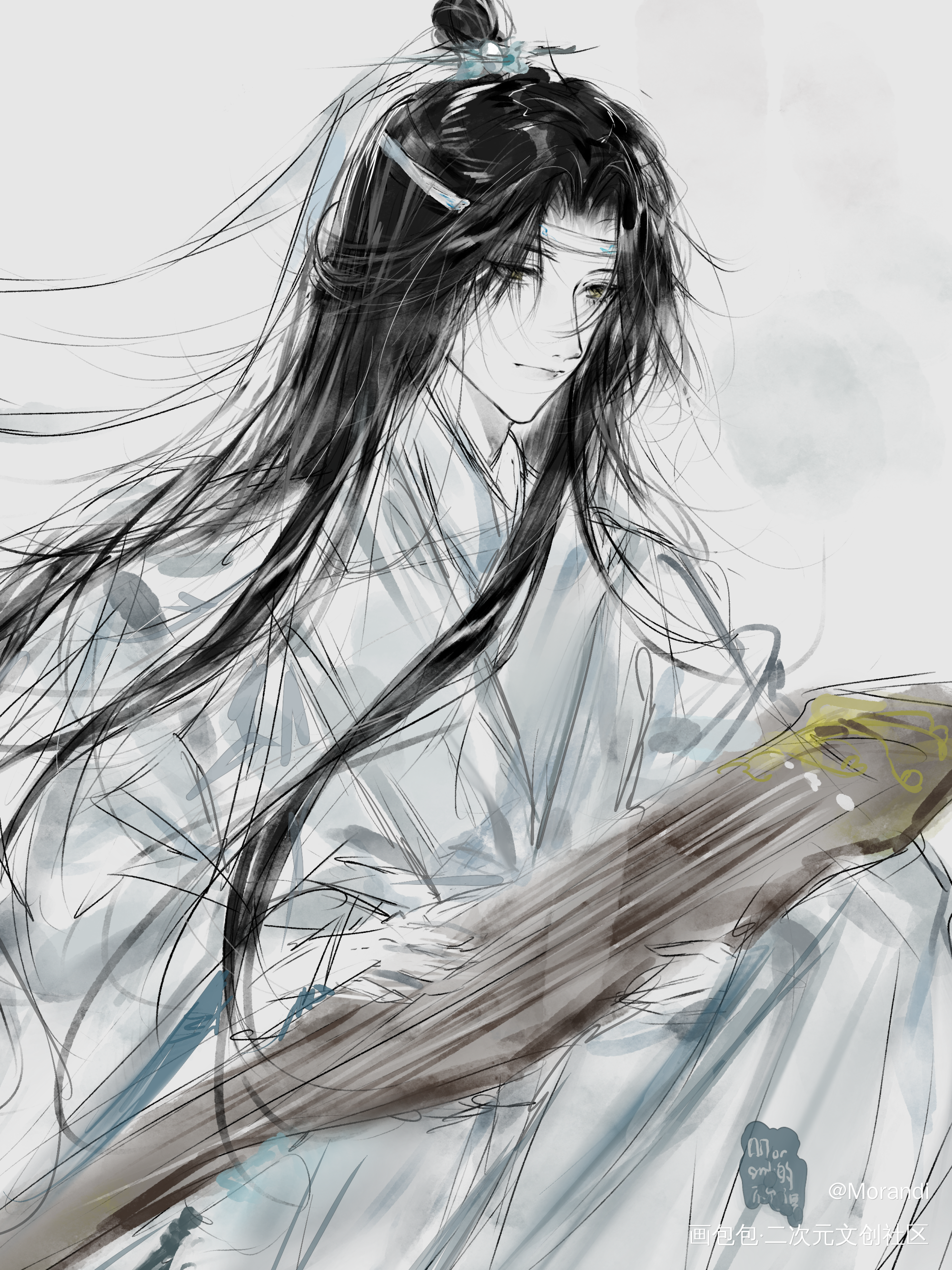 晴光映雪含光君_魔道祖师蓝忘机·魔道祖师水彩绘画作品