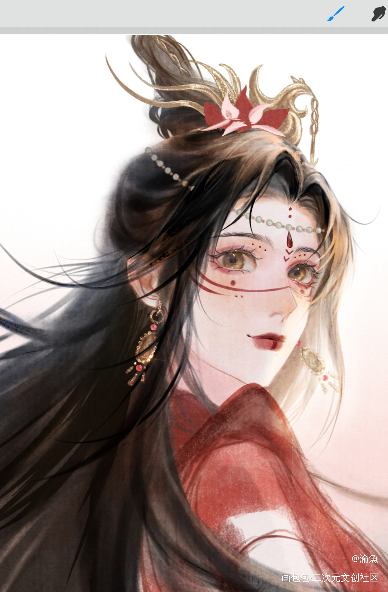 广陵王巫女装_代号鸢头像代号鸢广陵王广陵王摸鱼绘画作品