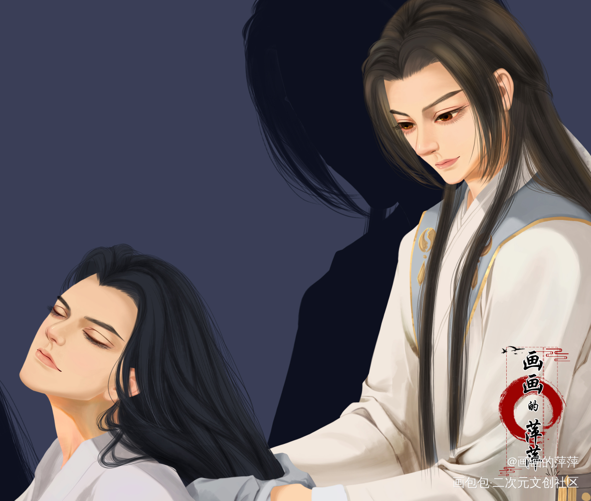 本座十分尴尬_二哈和他的白猫师尊燃晚绘画绘画作品