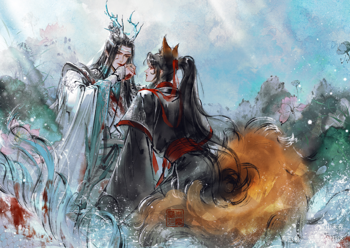 这位仙君在哪里受的这么重的伤呀_魔道祖师龙叽狐羡忘羡蓝忘机·魔道祖师魏无羡·魔道祖师绘画作品