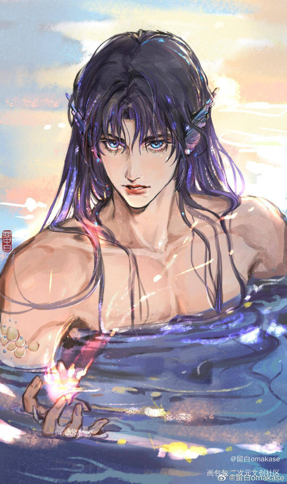 初见海神_恋与深空恋与深空祁煜祁煜绘画作品