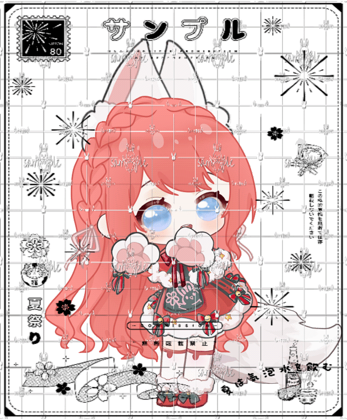 兔纸牌「猫猫舞」_模板约稿兔纸牌模板付费委托稿件模板绘画作品