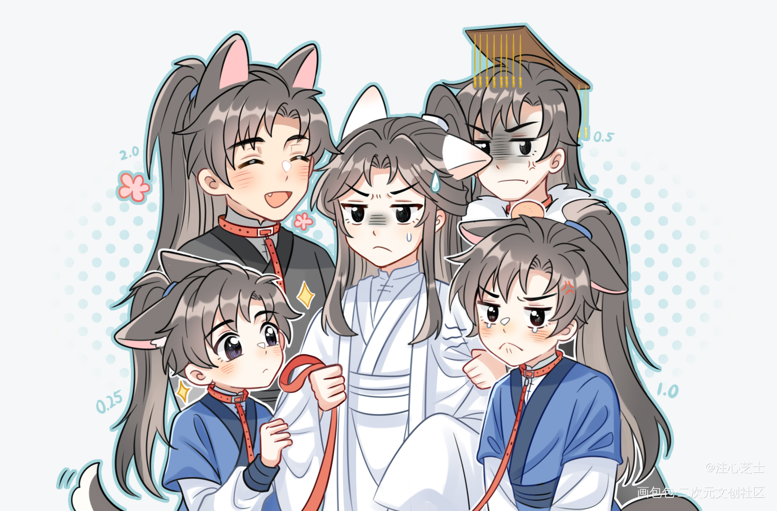 师尊和他的小狗保镖们🥺_二哈和他的白猫师尊燃晚绘画作品