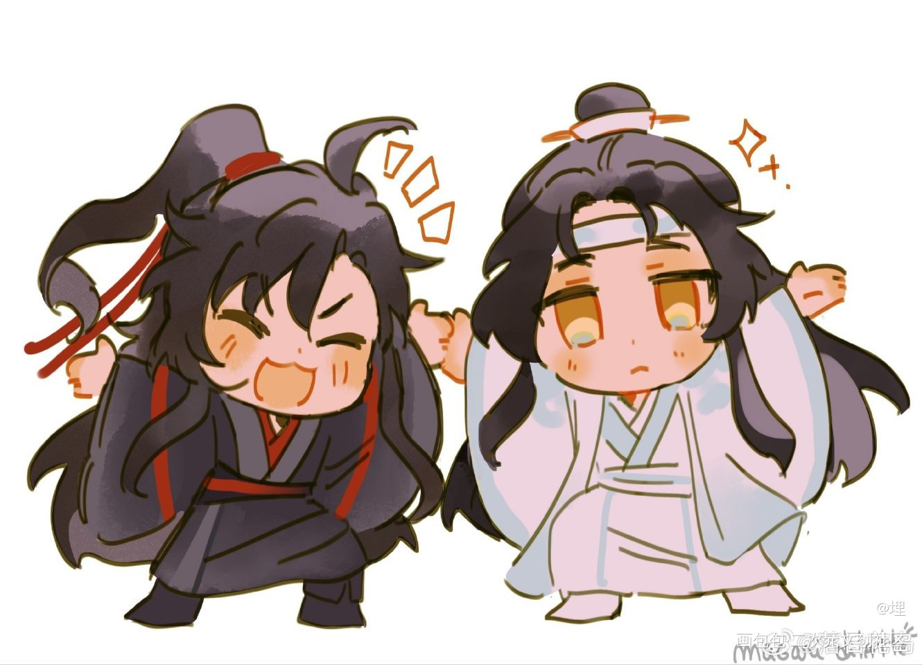 _魔道祖师蓝忘机·魔道祖师魏无羡·魔道祖师蓝忘机魏无羡可爱Q版绘画作品