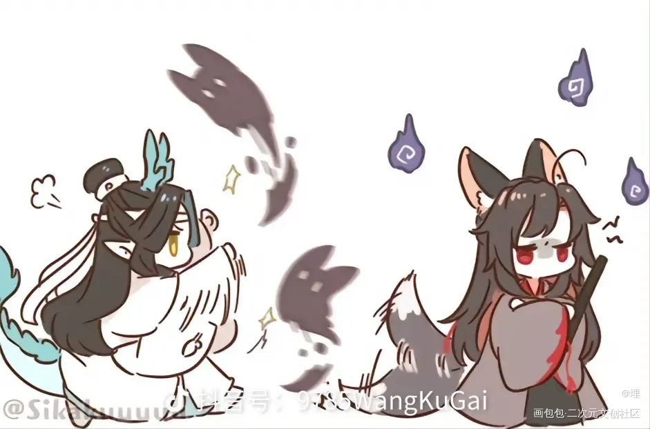 _魔道祖师蓝忘机·魔道祖师魏无羡·魔道祖师蓝忘机魏无羡可爱古风Q版绘画作品