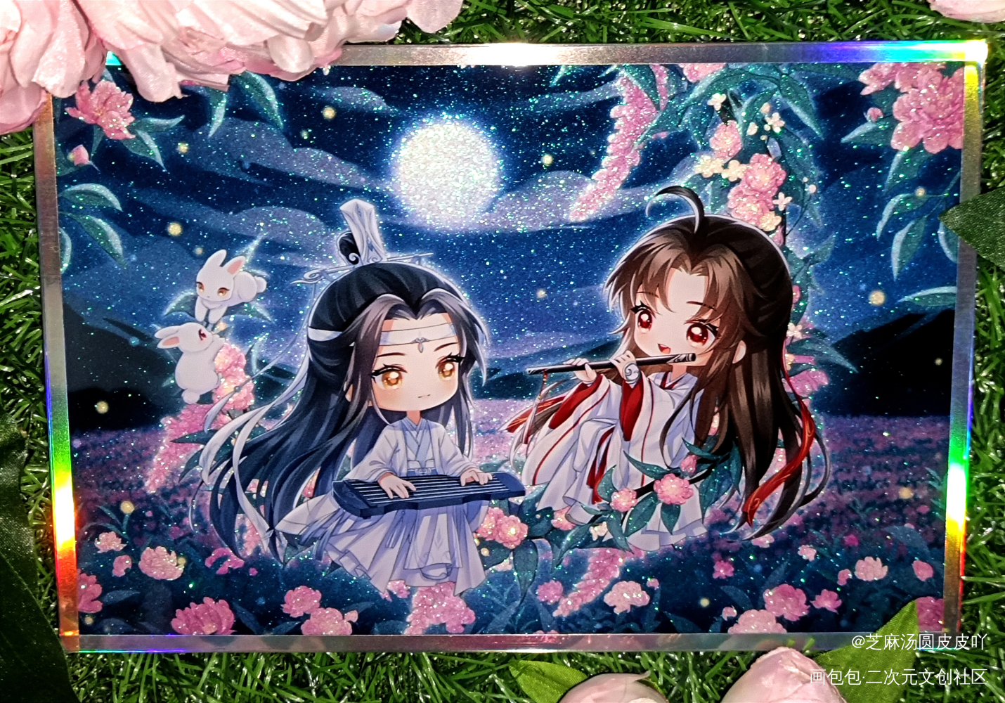 “春四月，谷雨时，芍药如梦月如诗。”_魔道祖师晒无料忘羡蓝忘机·魔道祖师魏无羡·魔道祖师绘画作品