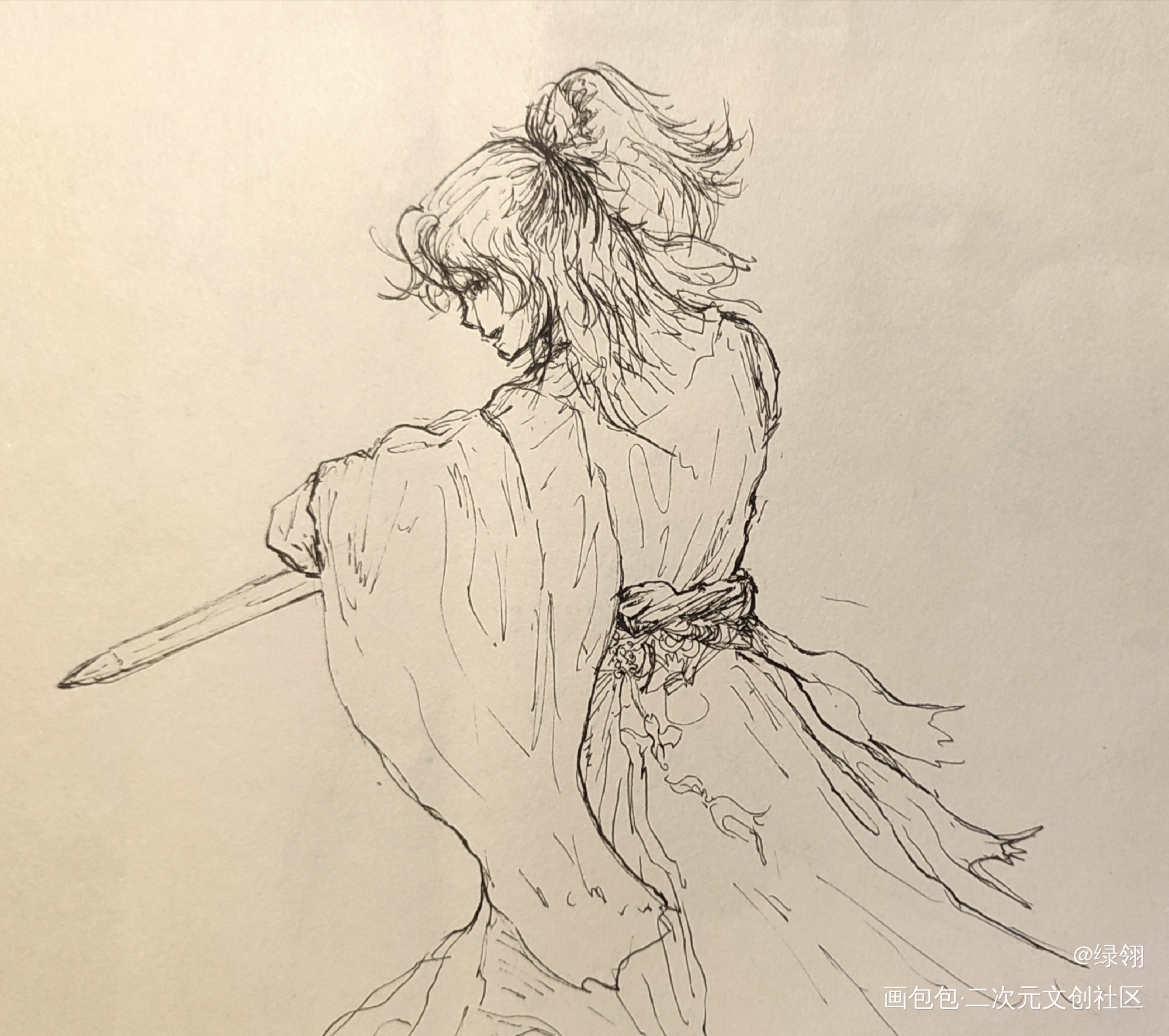 啥都画一点点_铅笔黑白简笔摸鱼页绘画作品