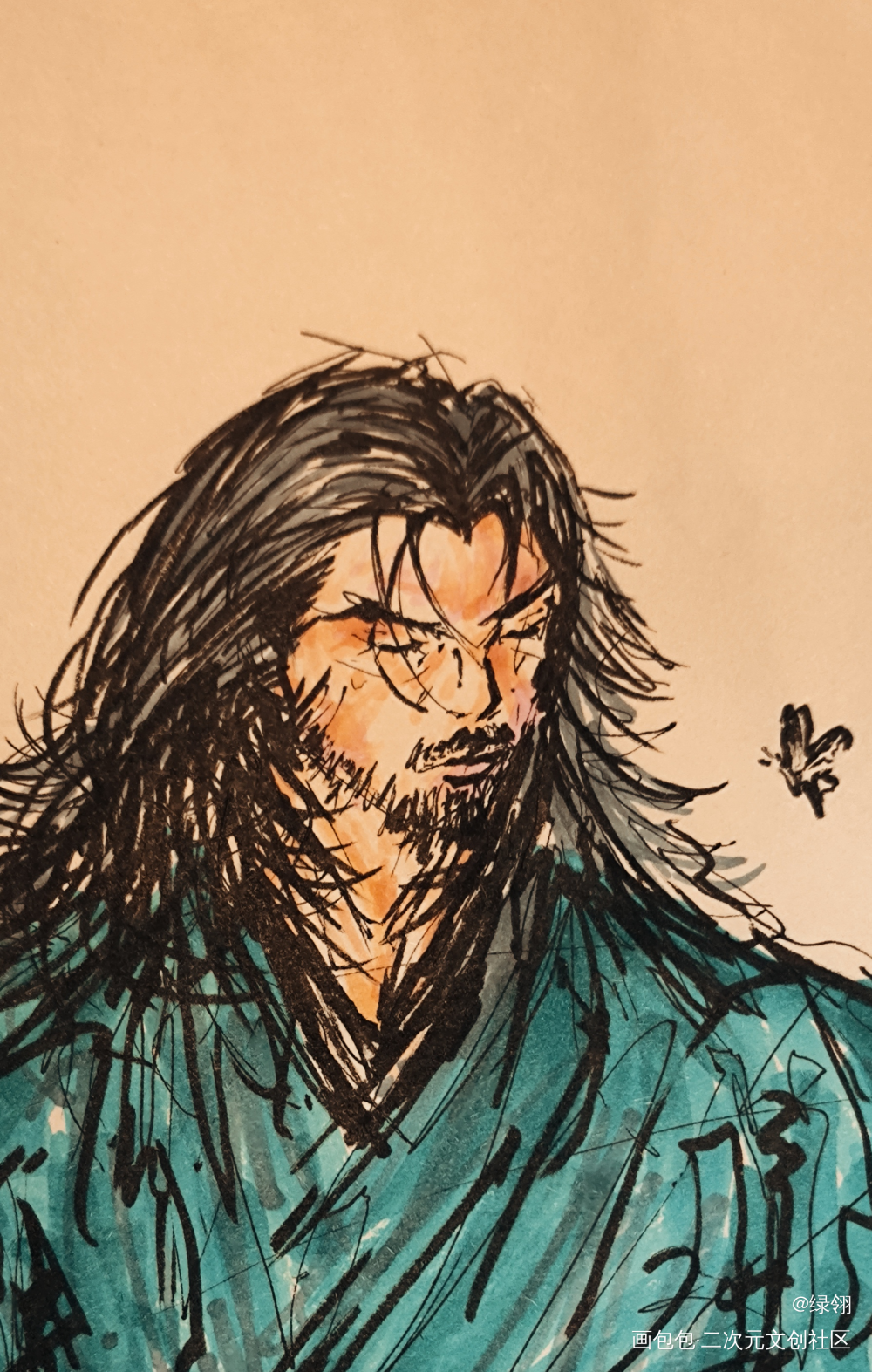 啥都画一点点_铅笔黑白简笔摸鱼页绘画作品