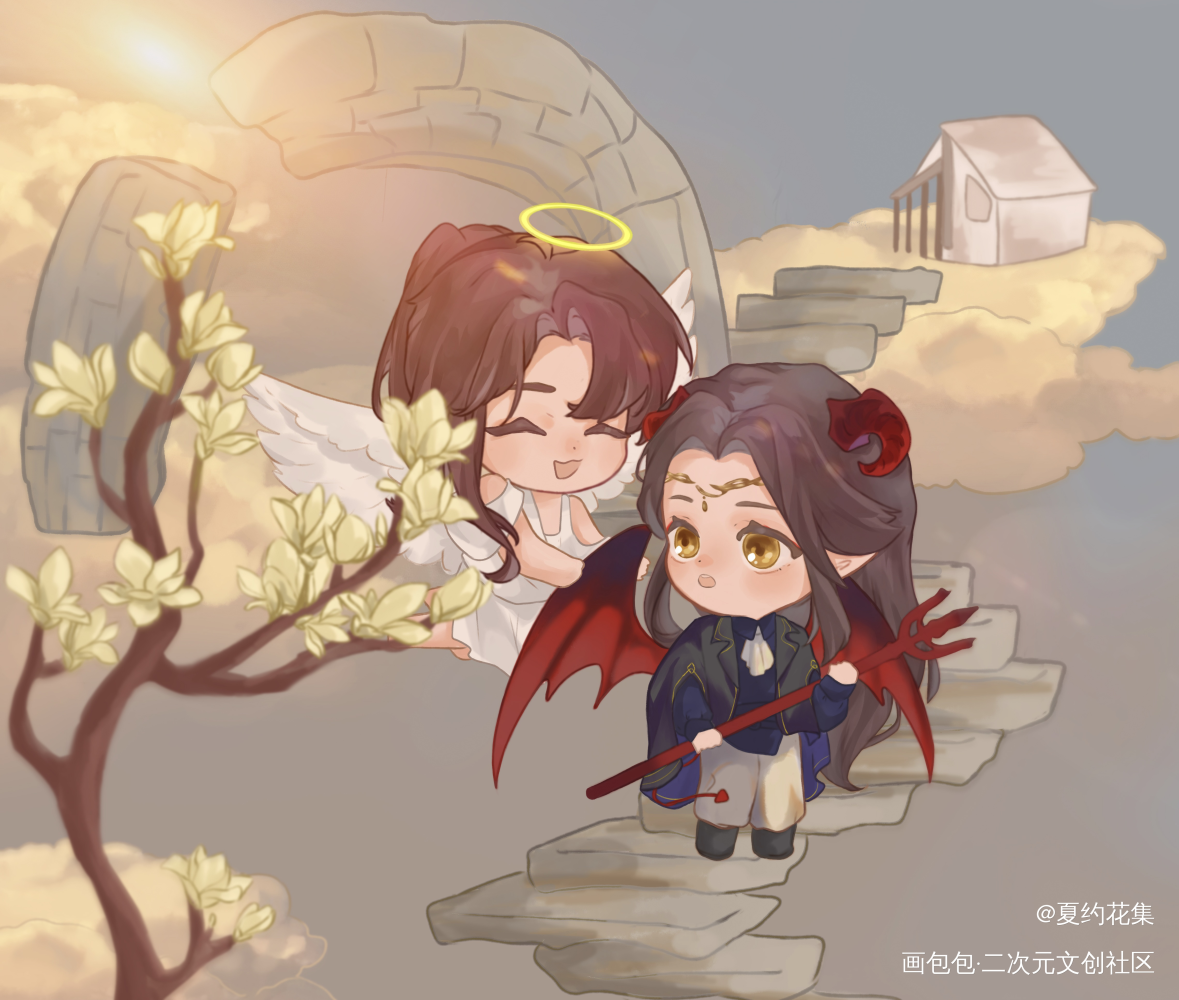 天使羡恶魔叽💓_魔道祖师蓝忘机·魔道祖师魏无羡·魔道祖师绘画作品