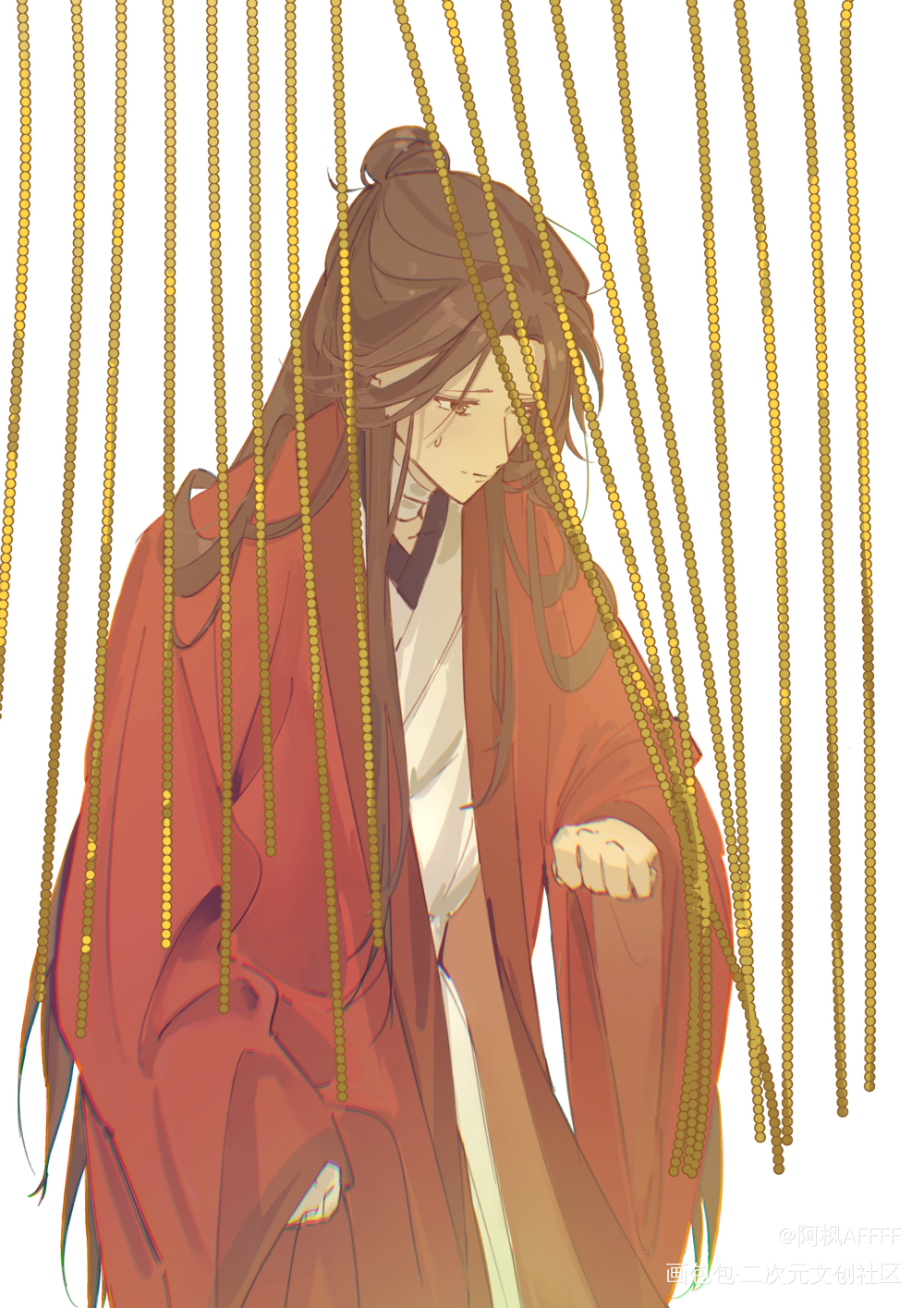 怜怜借城主的红衣服_天官赐福板绘涂绘画作品