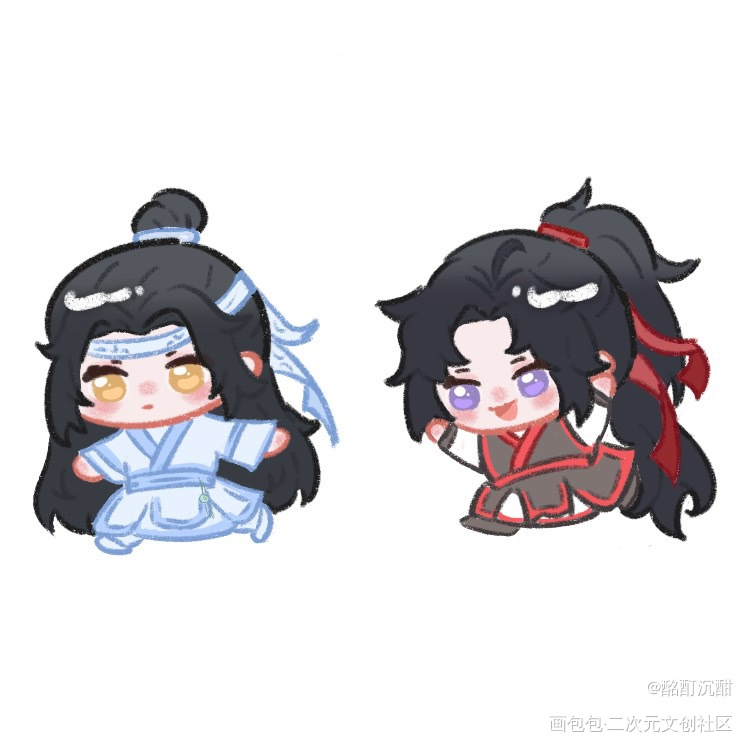 两只忘羡小鼻嘎_魔道祖师忘羡绘画作品