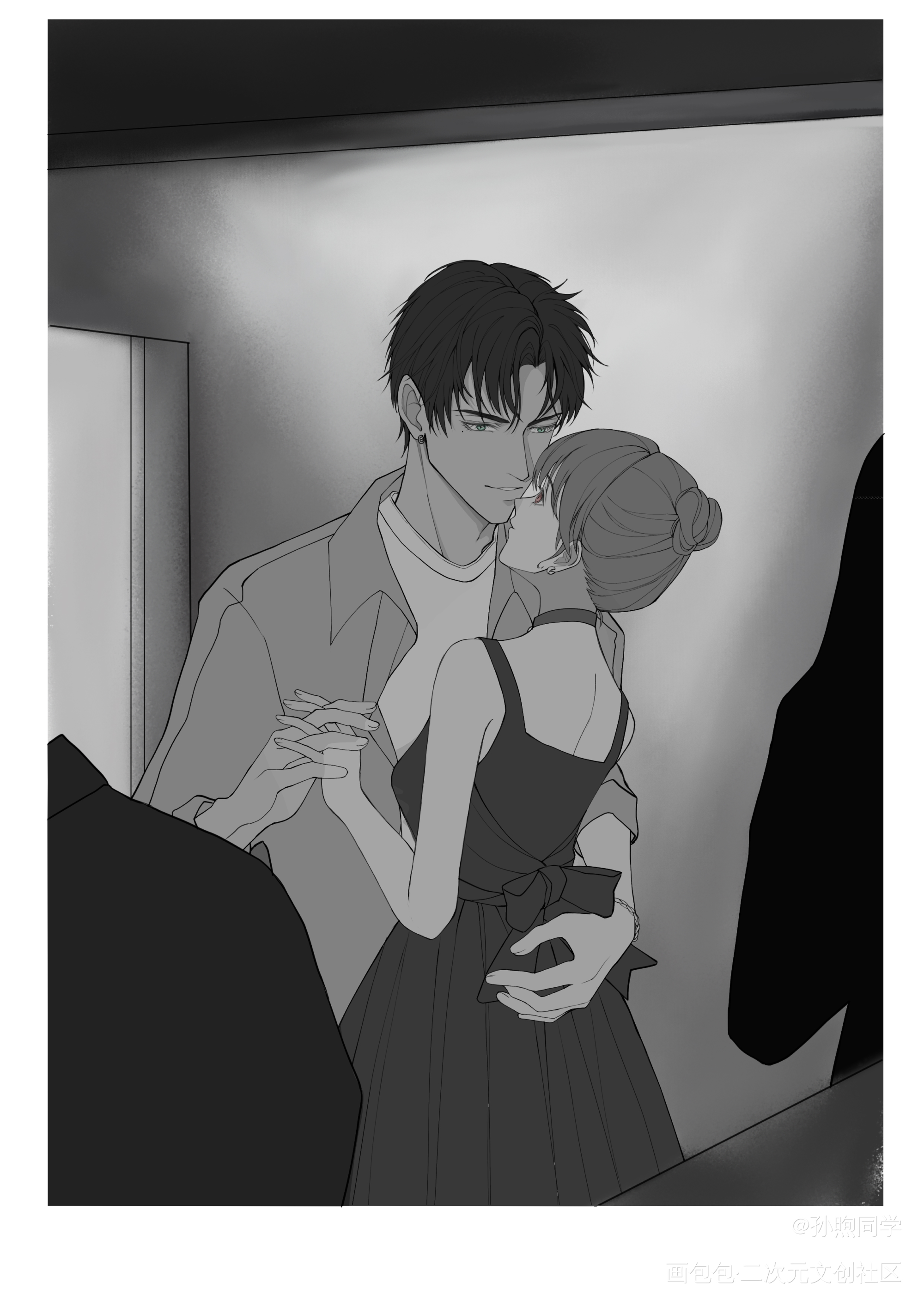 蓝色的夜_光与夜之恋萧逸板绘绘画作品