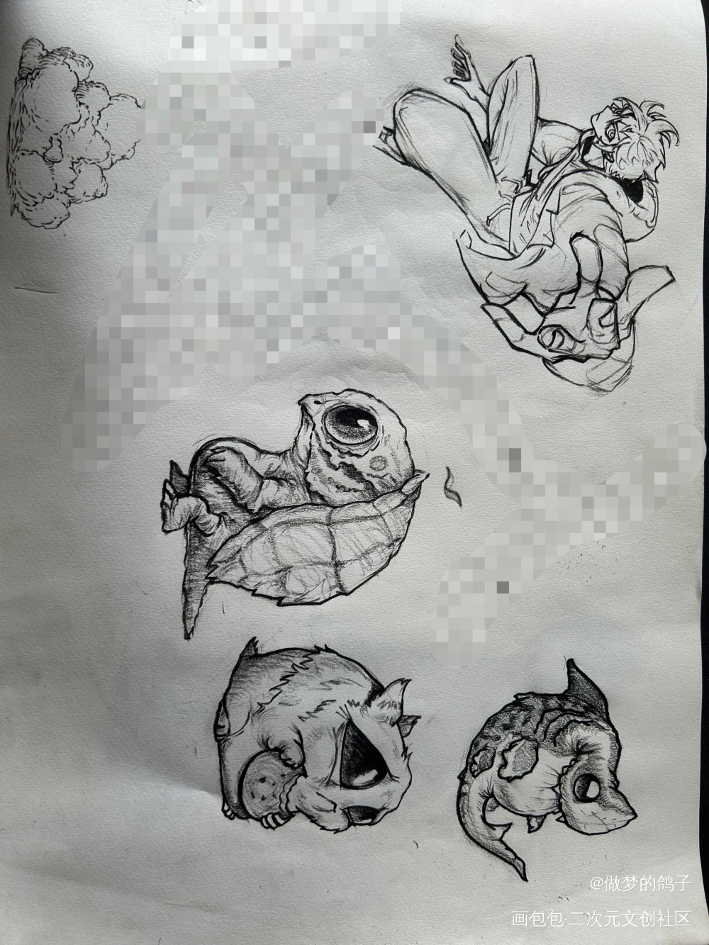 临摹_临摹练习摸鱼页人物练习草稿铅笔画手绘绘画作品
