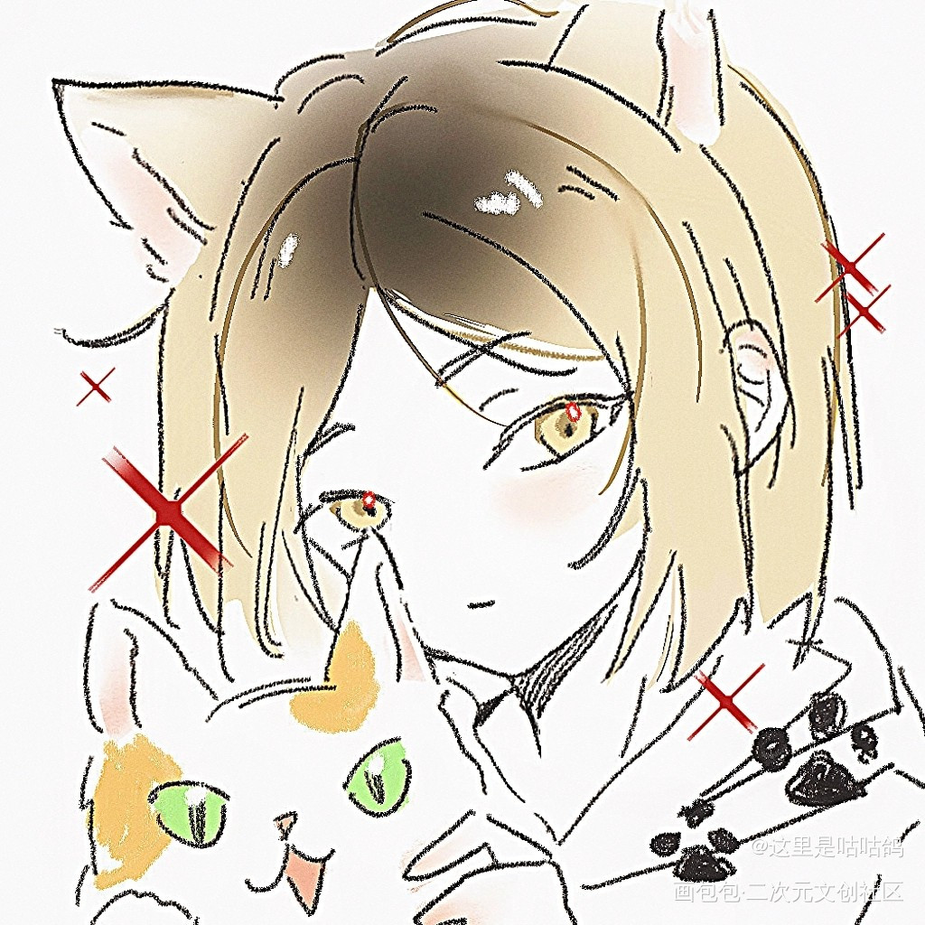 三花猫猫_排球少年孤爪研磨绘画作品