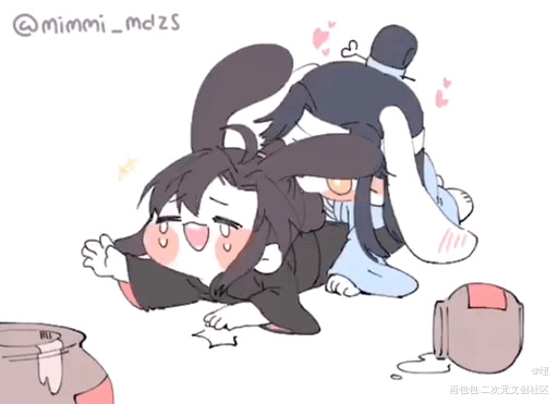 _魔道祖师蓝忘机·魔道祖师魏无羡·魔道祖师蓝忘机魏无羡国风手绘可爱古风水彩Q版绘画作品