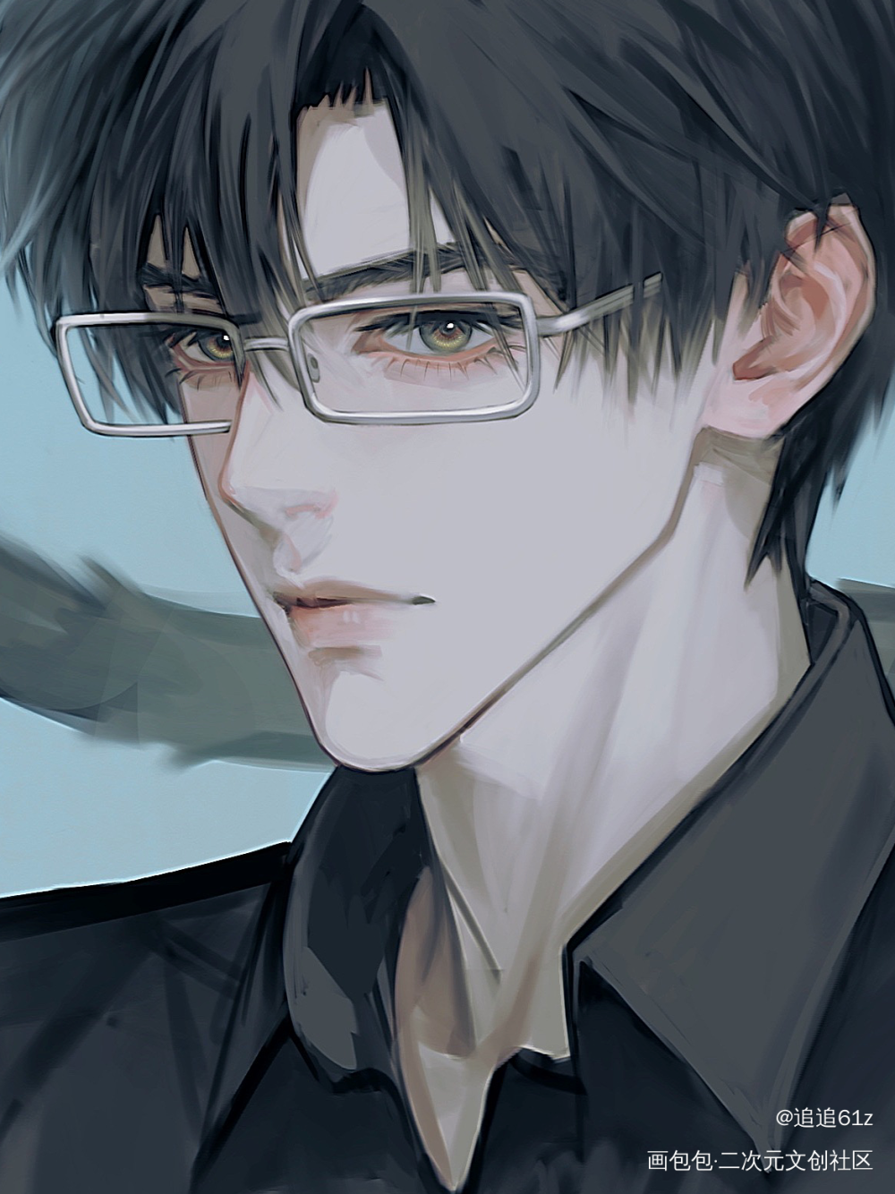 斯文眼镜男_厚涂插画黎深procreate画画绘画绘画作品