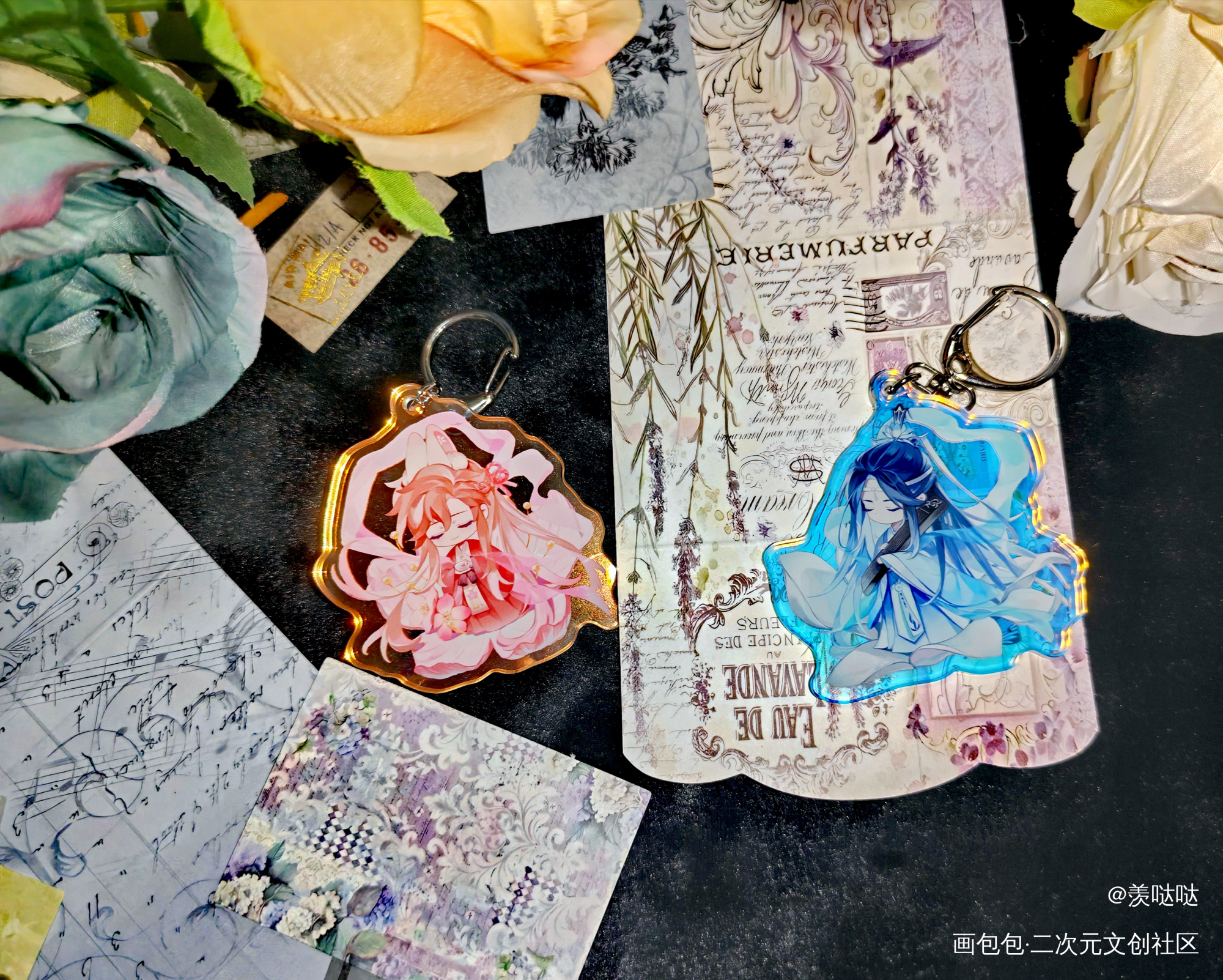 忘羡一曲远，曲终人不散。_魔道祖师谷美分享蓝忘机·魔道祖师魏无羡·魔道祖师绘画作品